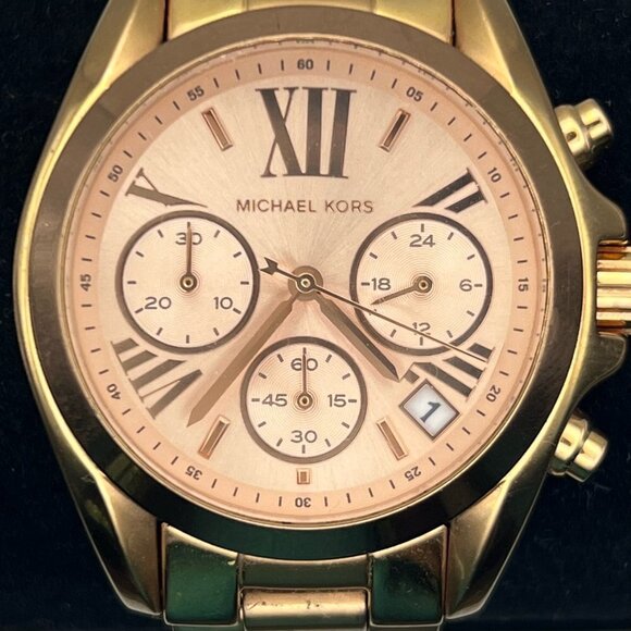 MICHAEL KORS Bradshaw MK5799 Chronograph Rose Gold Watch Extra Links & Working - Picture 6 of 9